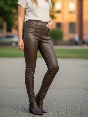 J. McLaughlin Brown Faux Leather Skinny Pants